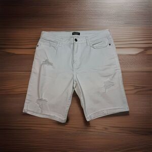 Express Men white Slim ripped jean Shorts Size 36